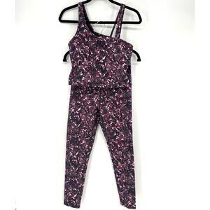 Zella Lite High Waist Print Leggings and Tank Coord Set Size Small